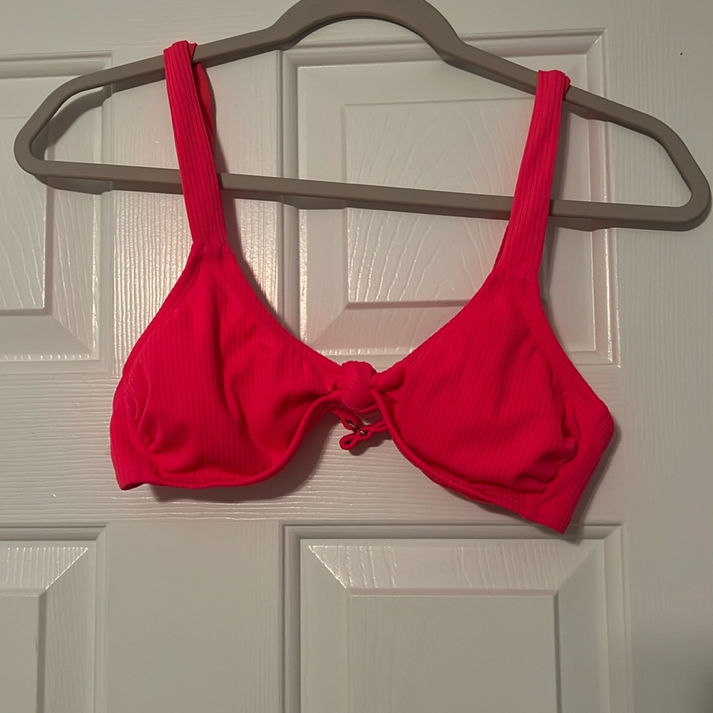 Bright Coral Colored bathing Suit Top - Bright Pink - Size Small